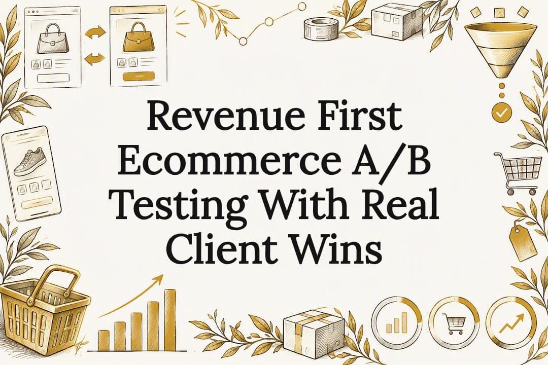 Decorative ecommerce testing title card illustration